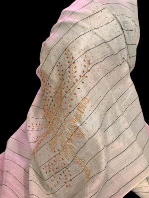 Tissue lawn scarf with stones